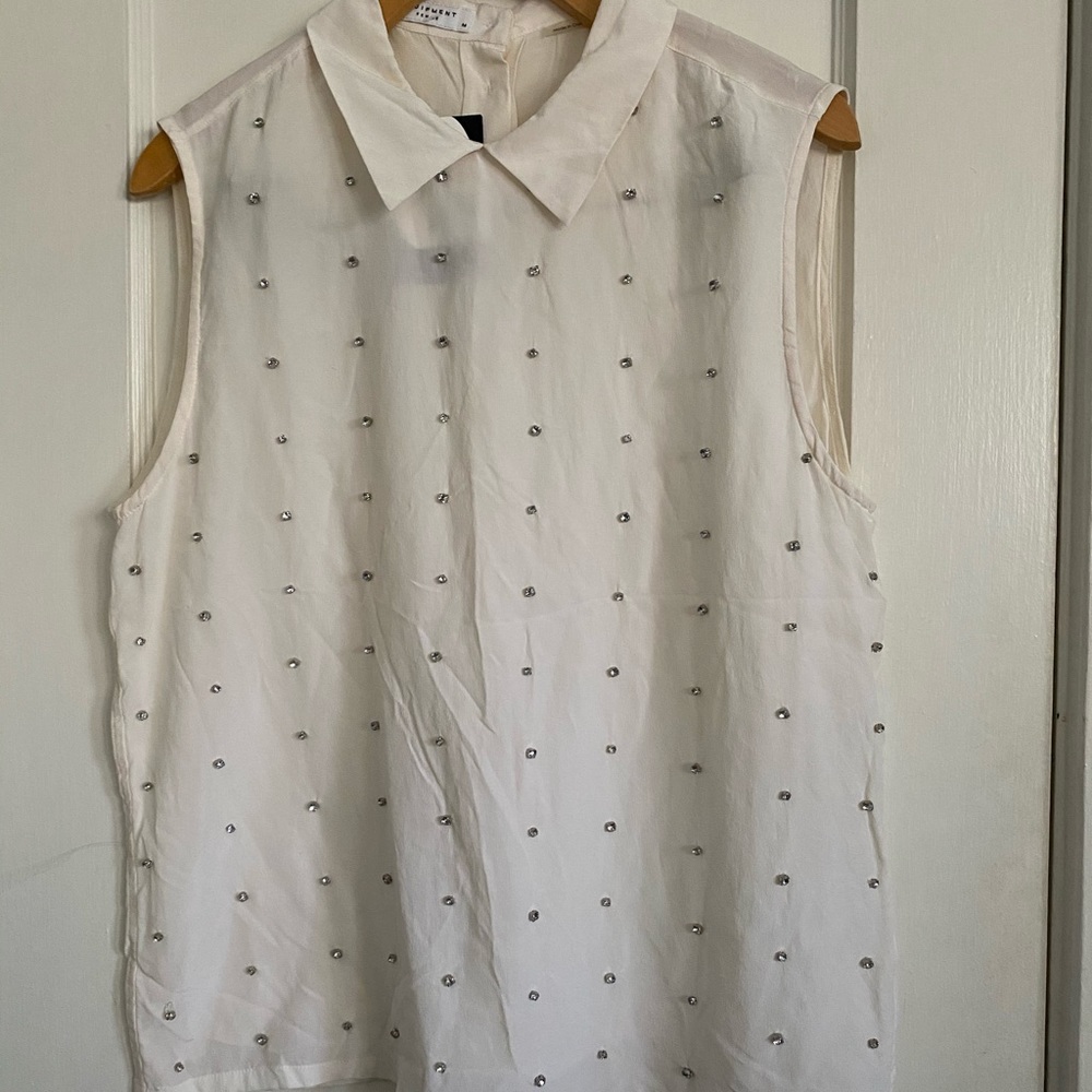 Equipment rhinestone cream tank